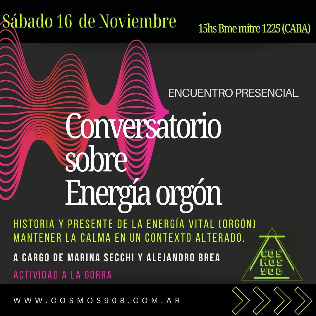 Flyer de taller que es energia orgon: que son los orgones, como funcionan.